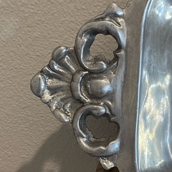 Vintage Pewter Serving Tray Ann Kary, Mexico, Rustic Dish, 1990's Decor - Picture 4 of 7
